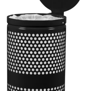 Landscape Series Perforated Waste Receptacle with Lid-47