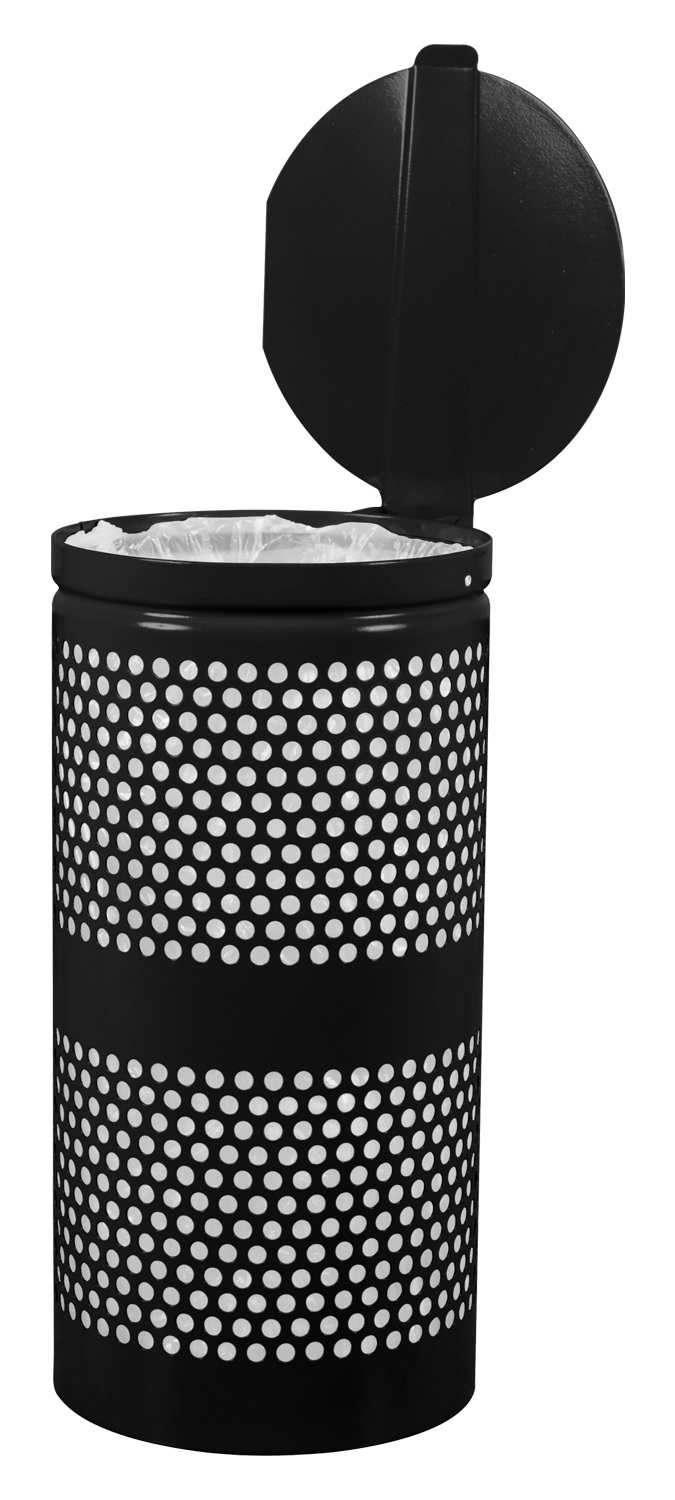 Landscape Series Perforated Waste Receptacle with Lid-47