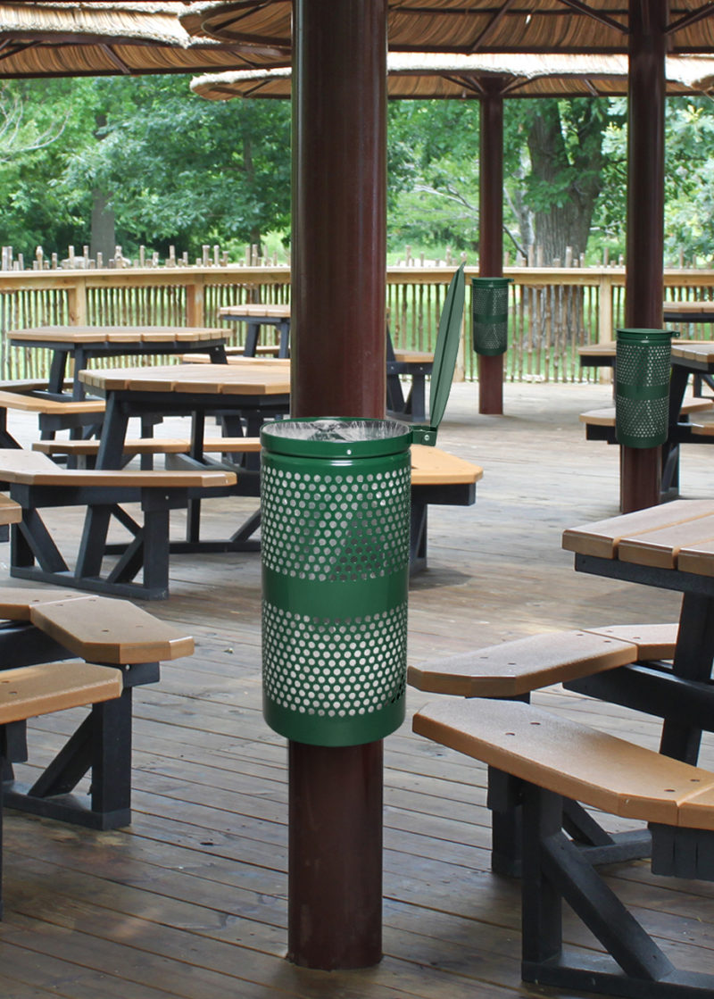 Landscape Series Perforated Waste Receptacle with Lid-0