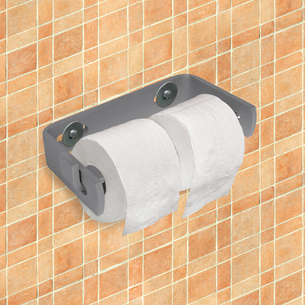 Black Wall Mounted Industrial Dual Toilet Paper Holder with