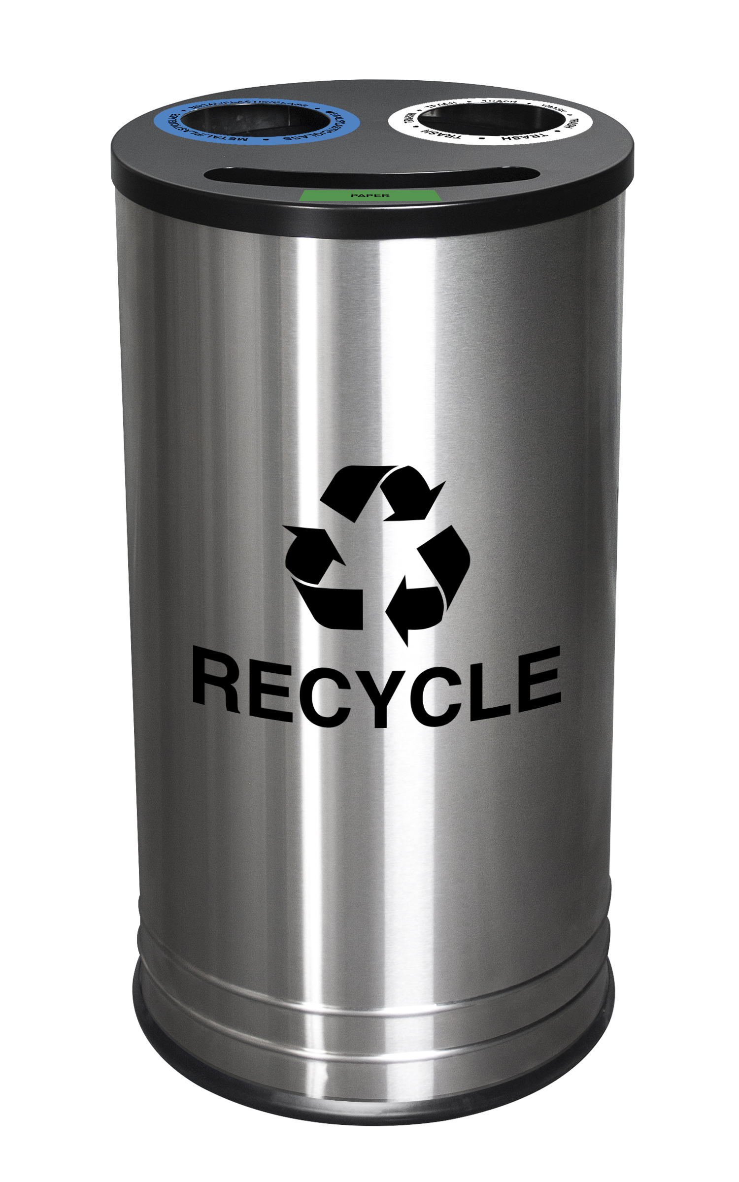 14-Gal. 3 Stream Recycling Receptacle - Stainless Steel
