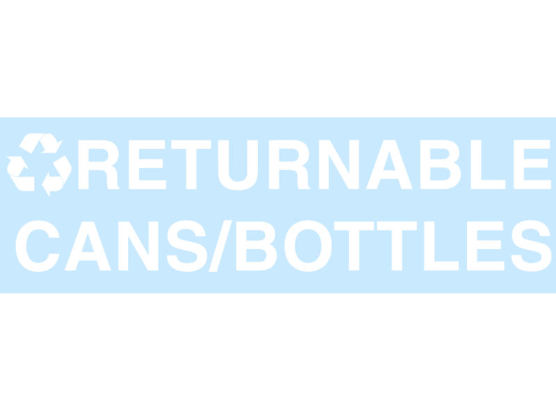 RETURNABLE CANS/BOTTLES Replacement Decal